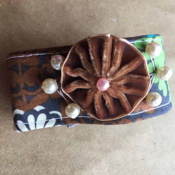 Artist Made Cuff Bracelet in Browns and Greens - Picture 1 of 5